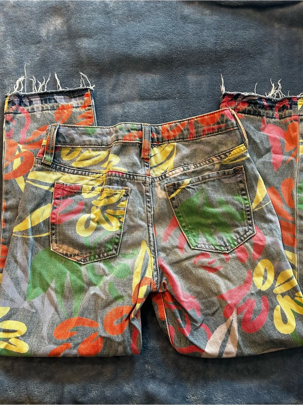 GAP Kids Painted Waistband Girlfriend Jeans - Blue, Green, Yellow, Orange